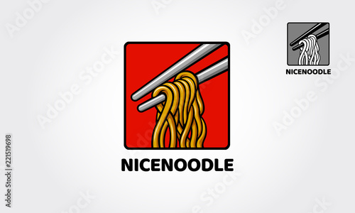 Nice noodles food concept, vector logo illustration.