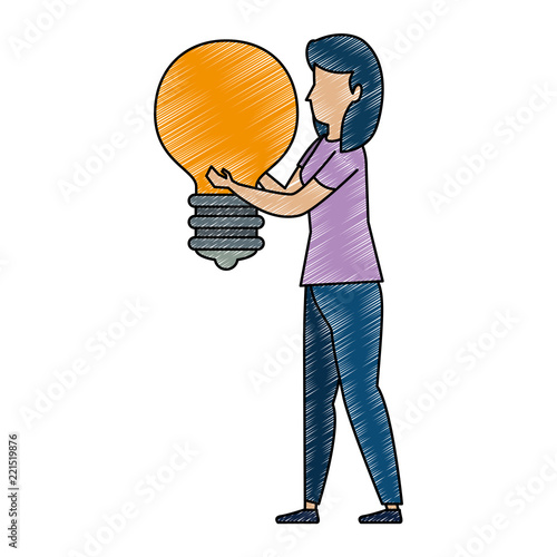 young woman working with bulb