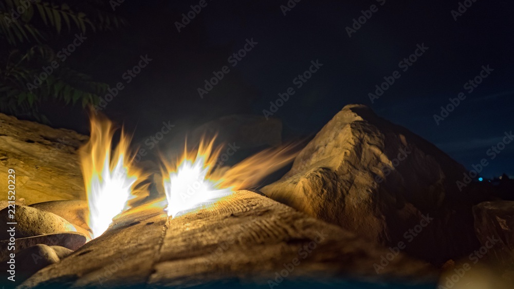 Closeup bonfire on the beach of black sea