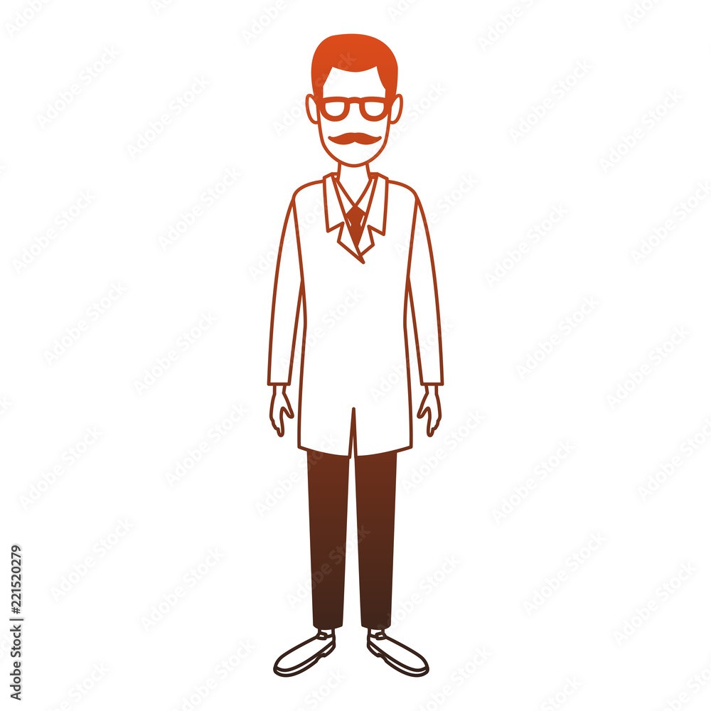 Doctor with gown avatar orange lines Doctor with gown avatar orange lines