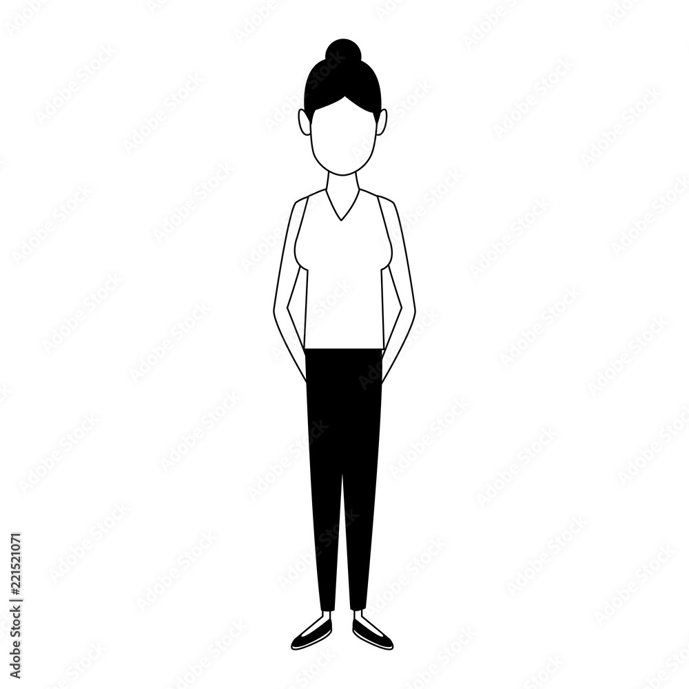 Woman faceless cartoon in black and white Woman faceless cartoon in black and white