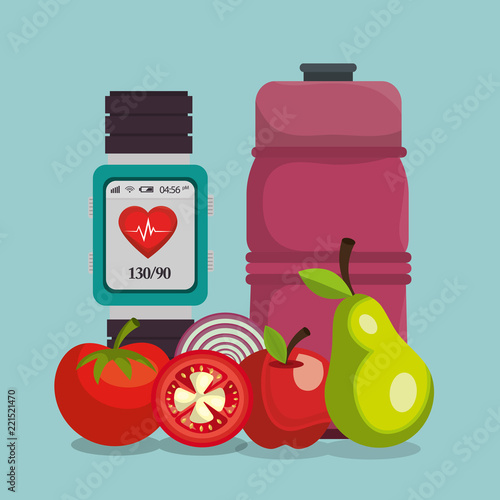 smartwatch with healthy lifestyle icons
