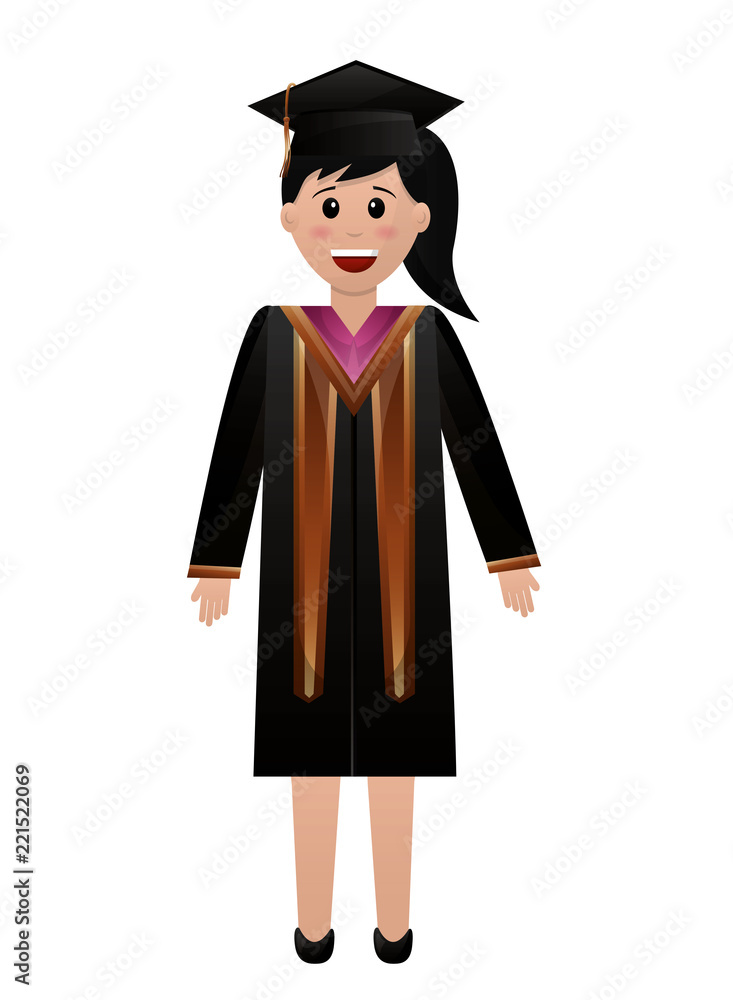 graduate woman in graduation robe and cap