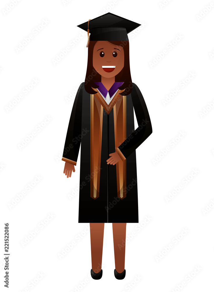 graduate woman in graduation robe and cap graduate woman in graduation robe and cap