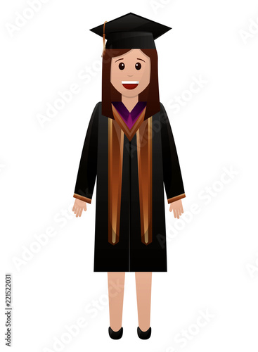 graduate woman in graduation robe and cap