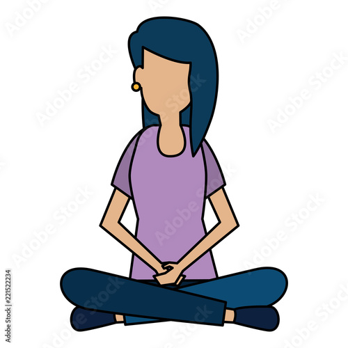 young woman sitting lotus pose