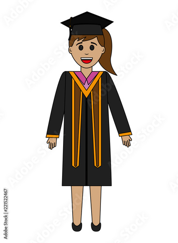 graduate woman in graduation robe and cap