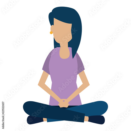 young woman sitting lotus pose
