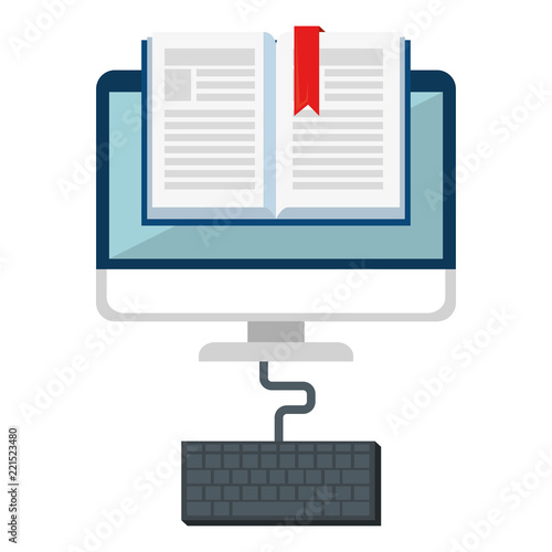 electronic book with computer and keyboard