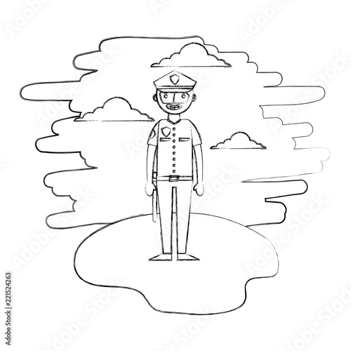 officer police character in landscape