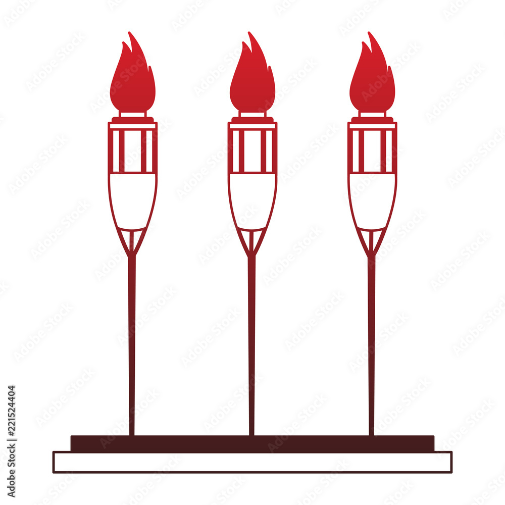 Torchs on fire isolated red lines Torchs on fire isolated red lines