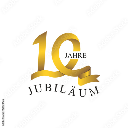 10 JUBILÄUM JAHRE ribbon number gold