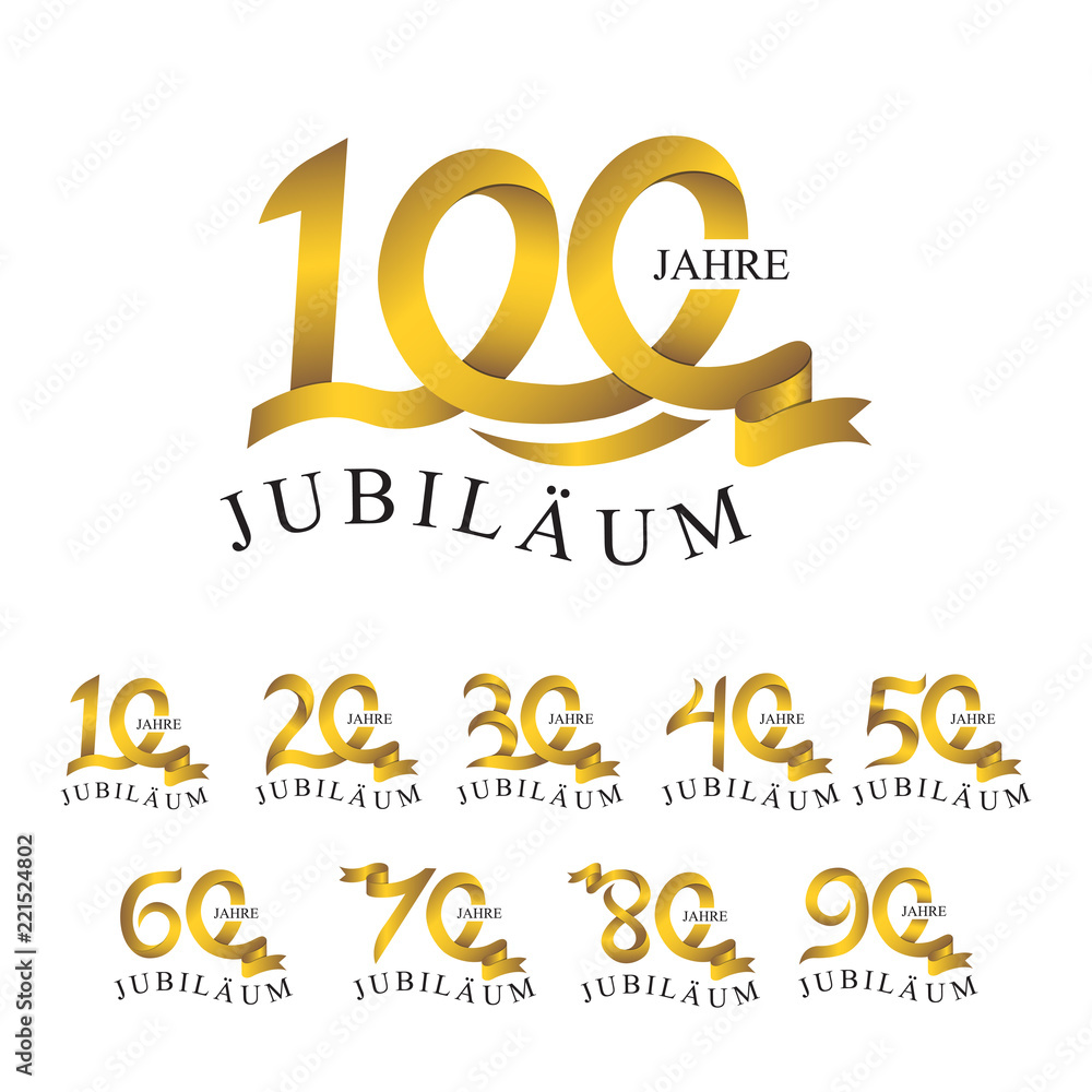 set JUBILÄUM JAHRE ribbon number gold set JUBILÄUM JAHRE ribbon number gold