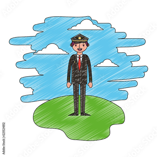 airplane pilot in landscape character