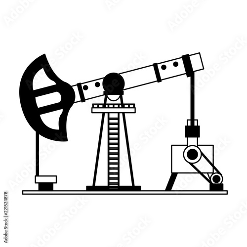 Oil pump machine in black and white