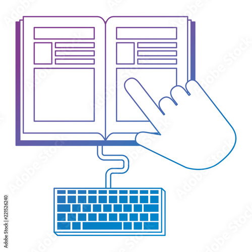 electronic book with hand and keyboard