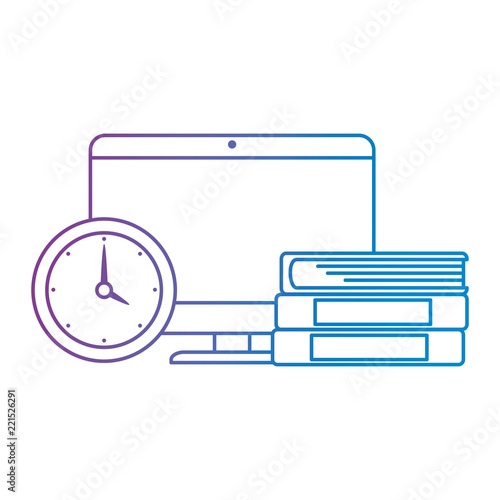 electronic books with computer and watch