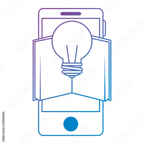 electronic book with smartphone and bulb