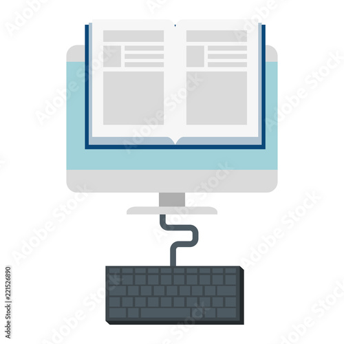 electronic book with computer and keyboard