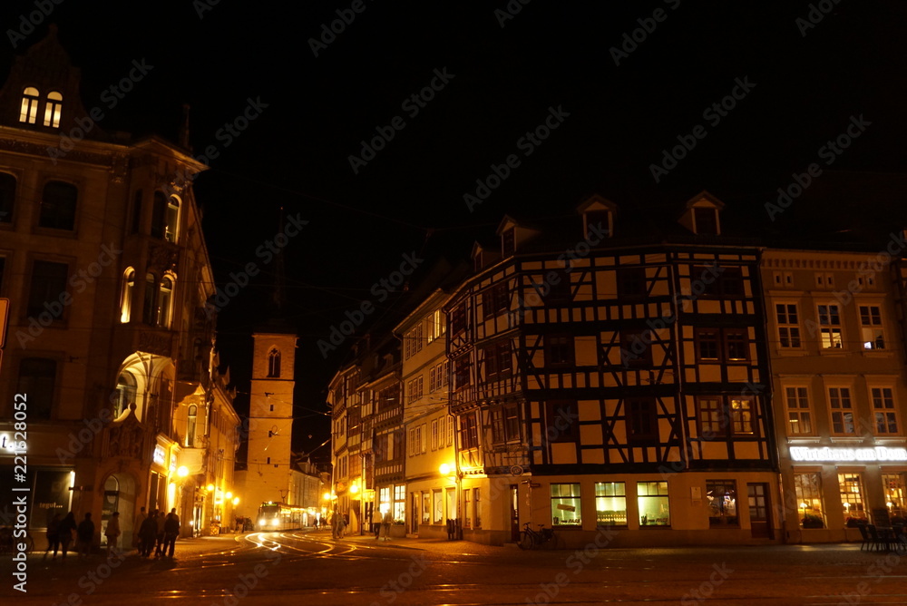 night view of erfurt, germany