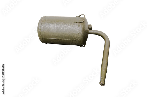 old German single-shot high-explosive flamethrower, isolate photo