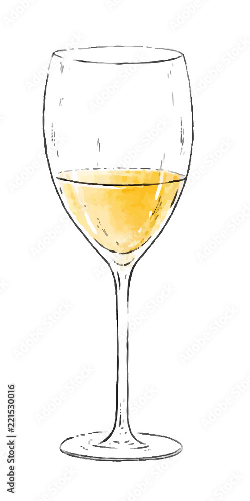 Illustration with a glass of white wine isolated on white background. Wine collection. Gourmet drinks. Illustration with a glass of white wine isolated on white background. Wine collection. Gourmet drinks.