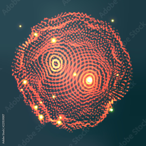 Glowing Abstract Sphere Vector. Cyber Sound Waves. Futuristic HUD Element. Illustration