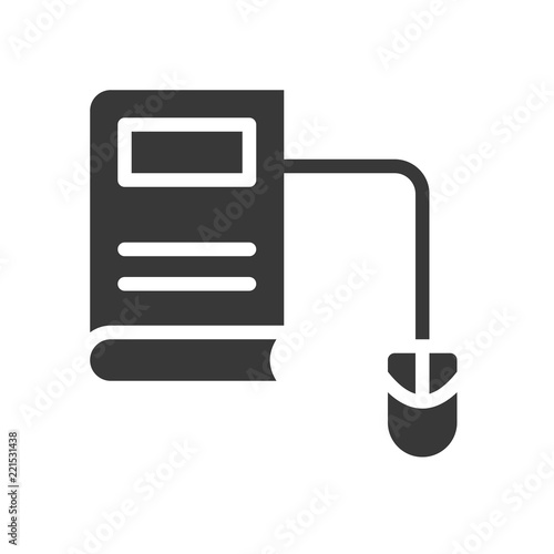e book and mouse, online education icon concept