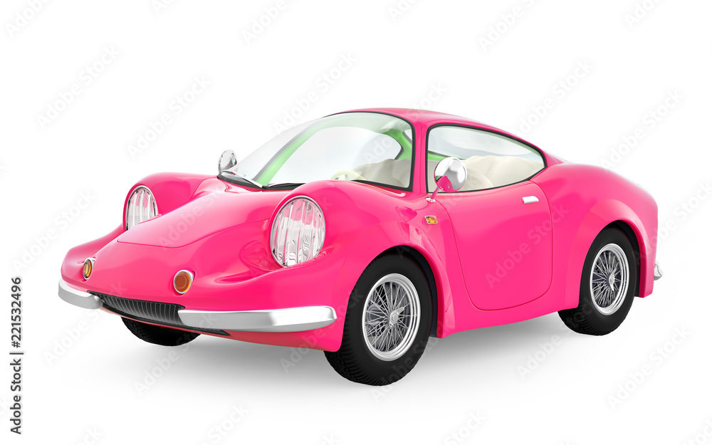 Obraz premium retro sport car cartoon 3d pink
