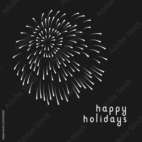 Minimal greeting card with fireworks in black and white