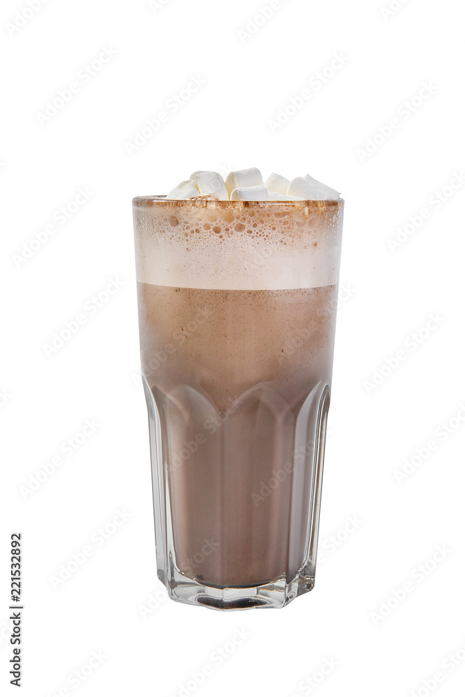 Cocoa with marshmallow isolated white Cocoa with marshmallow isolated white