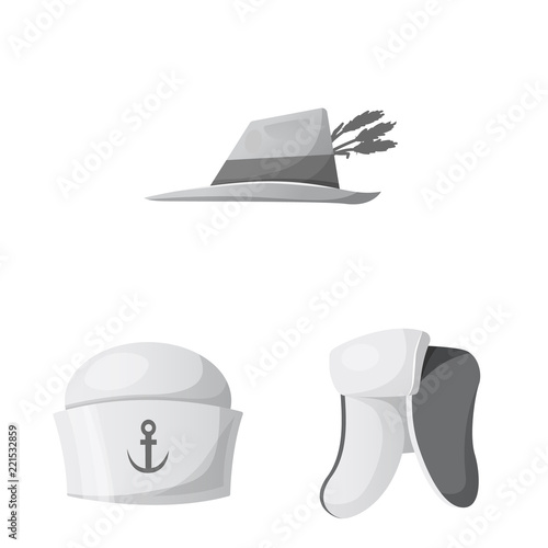 Isolated object of headwear and cap icon. Collection of headwear and accessory vector icon for stock.