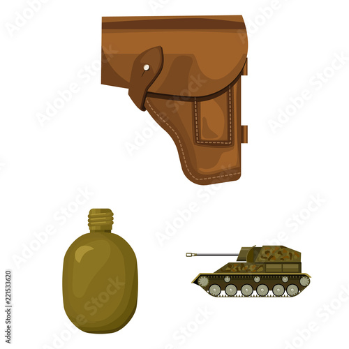 Army and armament cartoon icons in set collection for design. Weapons and equipment vector symbol stock web illustration.