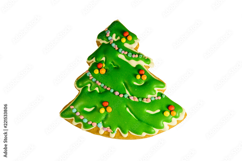 Gingerbread christmas tree isolated on a white background