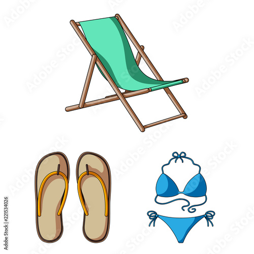 Summer rest cartoon icons in set collection for design. Beach accessory vector symbol stock web illustration.
