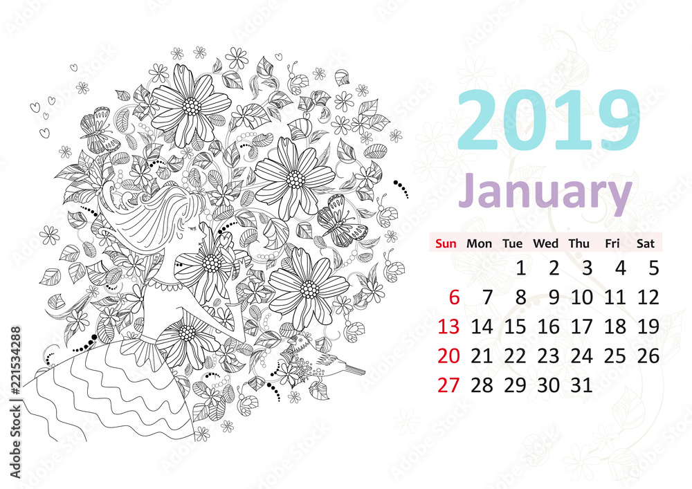 happy-coloring-page-calendar-for-2019-january-stock-vector-adobe-stock