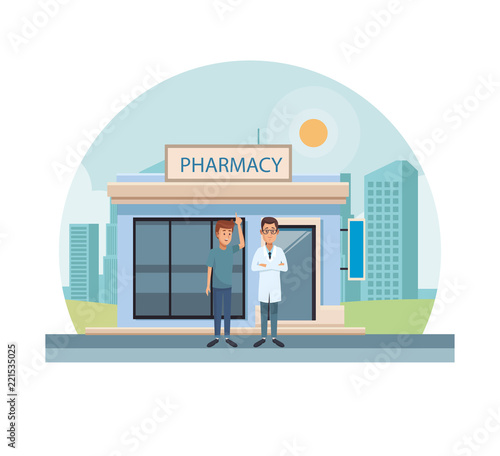 Pharmacy store at city