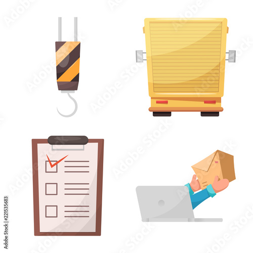 Vector illustration of goods and cargo logo. Set of goods and warehouse stock vector illustration.