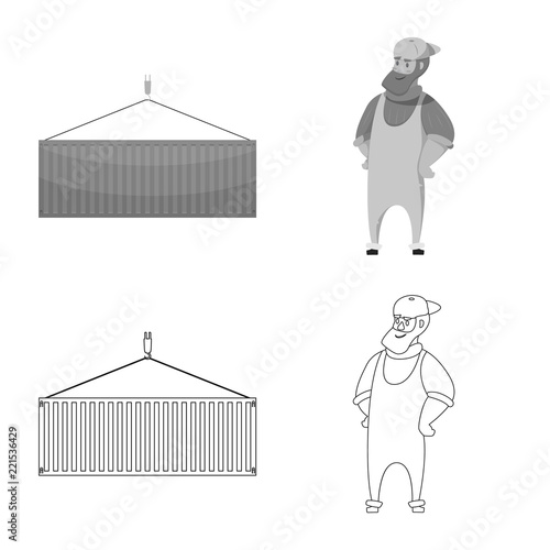 Vector illustration of goods and cargo symbol. Set of goods and warehouse stock vector illustration.