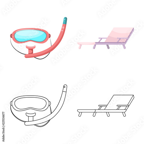 Vector design of pool and swimming sign. Collection of pool and activity stock symbol for web.