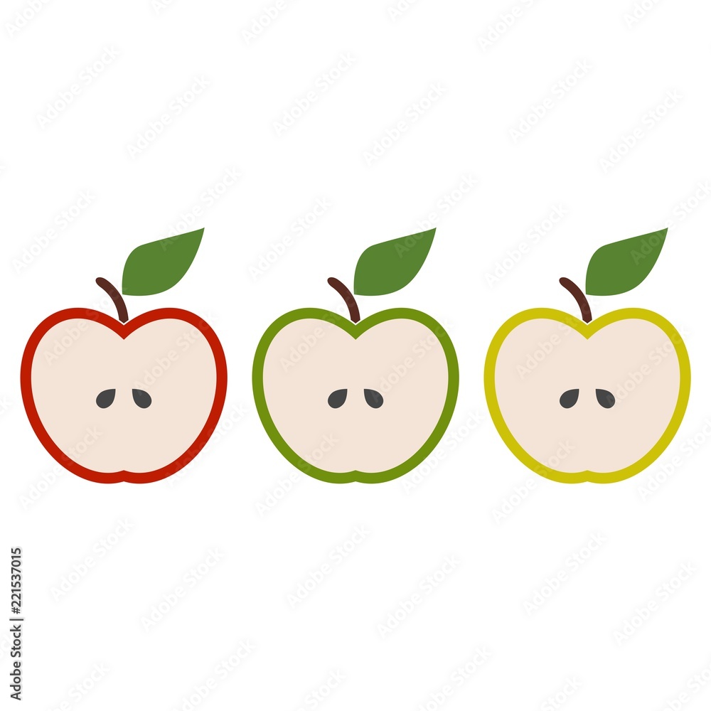 Set of red, yellow and green apples isolated on white background Set of red, yellow and green apples isolated on white background