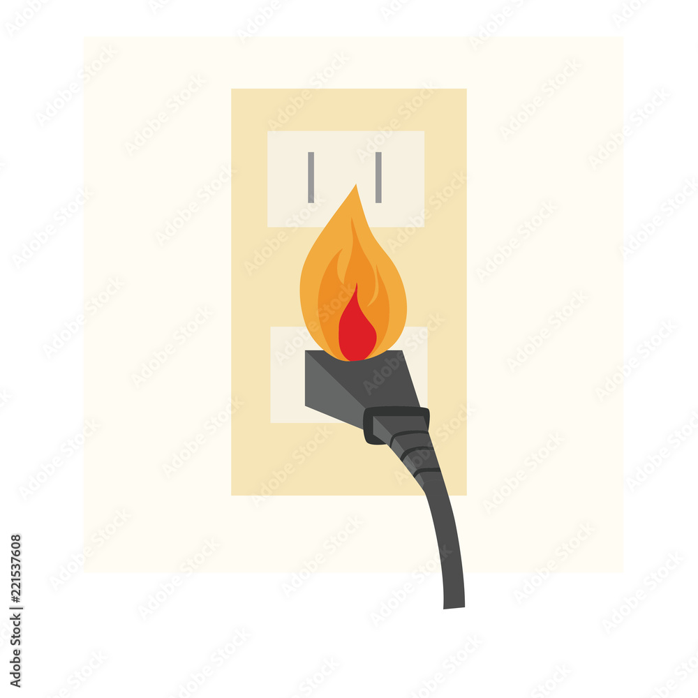 電気火災の原因のイラスト ソケットからの出火 Stock Vector Adobe Stock 電気火災の原因のイラスト ソケットからの出火 Stock Vector Adobe Stock