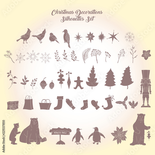 Christmas decoration silhouettes set 