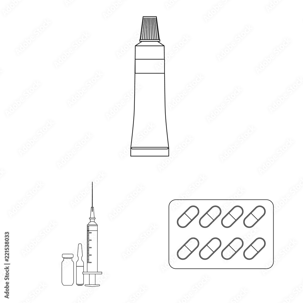 Obraz premium Isolated object of pharmacy and hospital icon. Collection of pharmacy and business vector icon for stock.