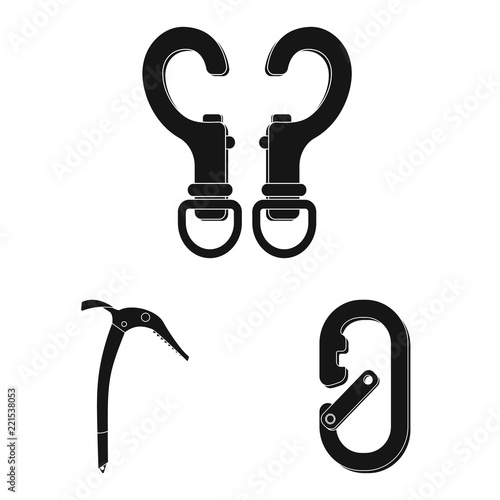 Vector illustration of alpinism and peak symbol. Set of alpinism and camp vector icon for stock.