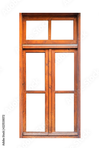 A wooden window isolated on white background