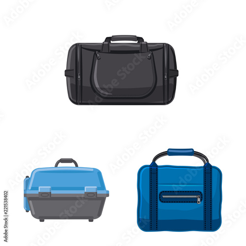 Vector illustration of suitcase and baggage sign. Set of suitcase and journey vector icon for stock.