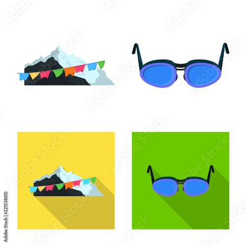 Isolated object of alpinism and peak icon. Set of alpinism and camp vector icon for stock.