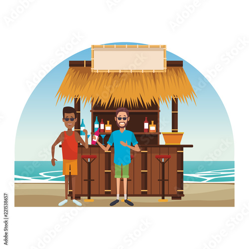Peoplea at beach kiosk