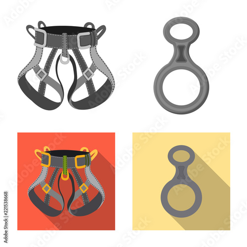 Vector illustration of alpinism and peak logo. Set of alpinism and camp stock vector illustration.